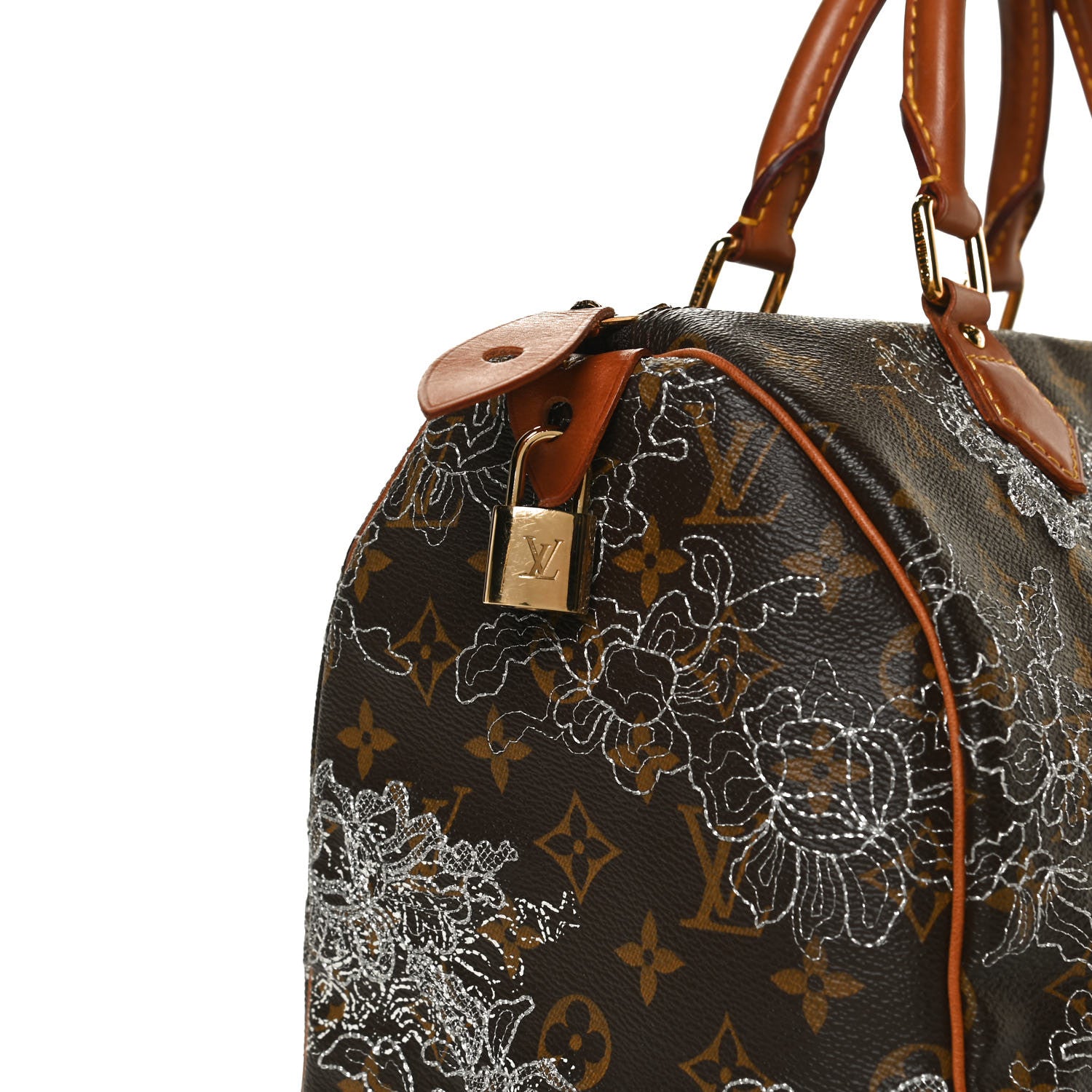 Louis Vuitton Monogram Dentelle Speedy 30 Silver 13 of 15