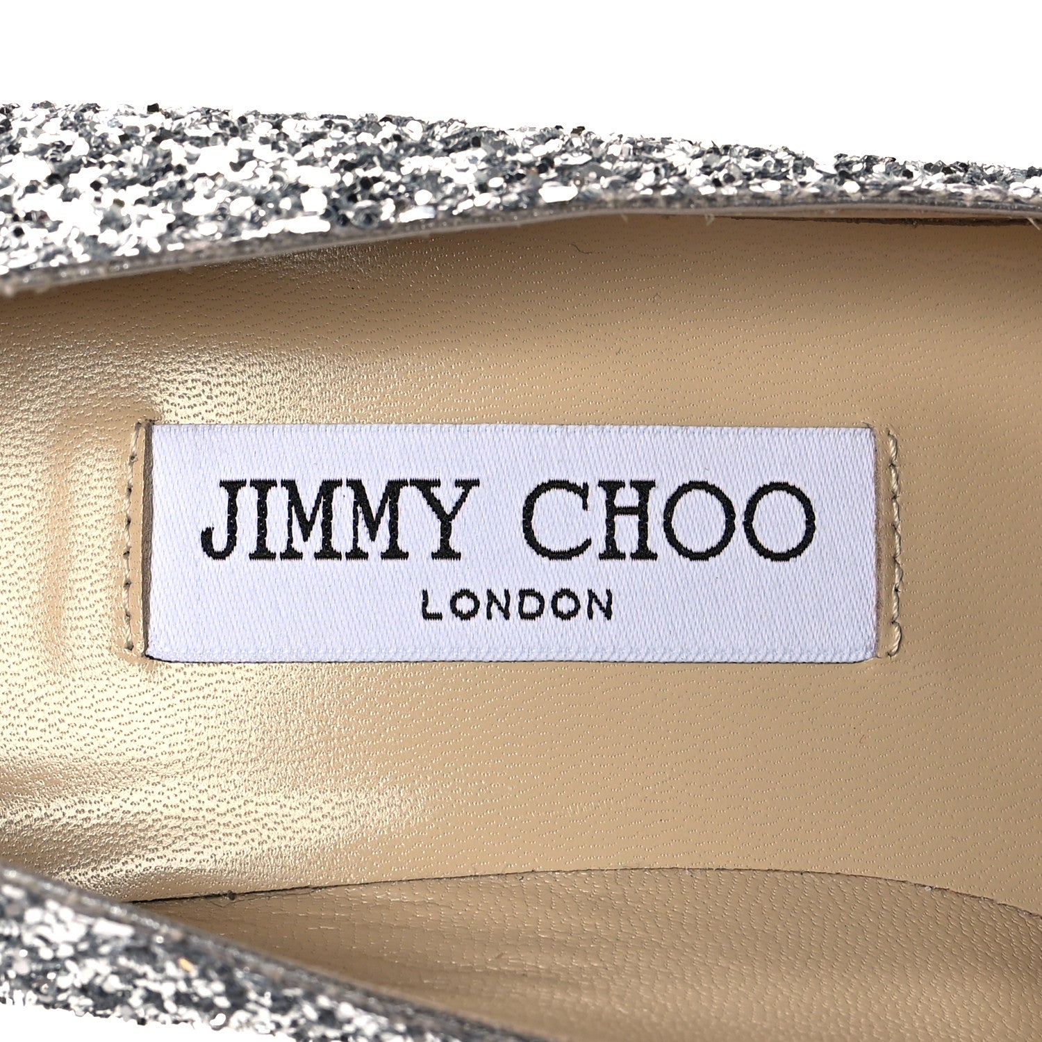 Jimmy Choo Coarse Glitter Fabric Pointy Toe Aza Pumps 37 Silver 6 of 7