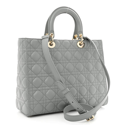 Christian Dior Lambskin Cannage Large Lady Dior Stone Grey 3 of 10