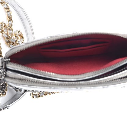 Chanel Metallic Lambskin Calfskin Quilted Small Gabrielle Clutch With Chain Silver 5 of 13