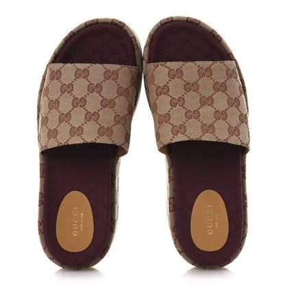 Gucci Canvas GG Monogram Angelina Platform Slide Sandals 39.5 Beige Ruggine 2 of 11