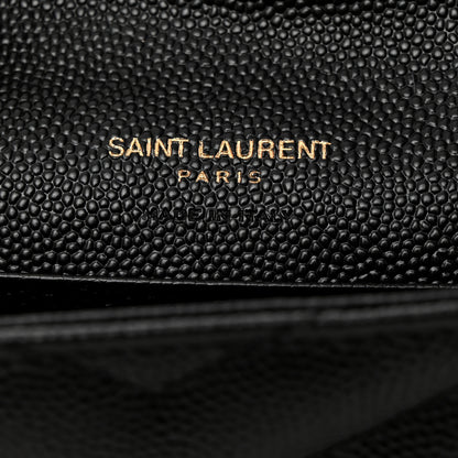 Saint Laurent Grain De Poudre Matelasse Chevron Small Monogram Envelope Wallet Black 6 of 7