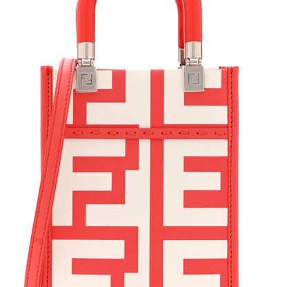 Fendi X MARC JACOBS Vitello King Plexiglass Logo Print Mini Fendi Sunshine Shopper Tote Coral  White 8 of 10