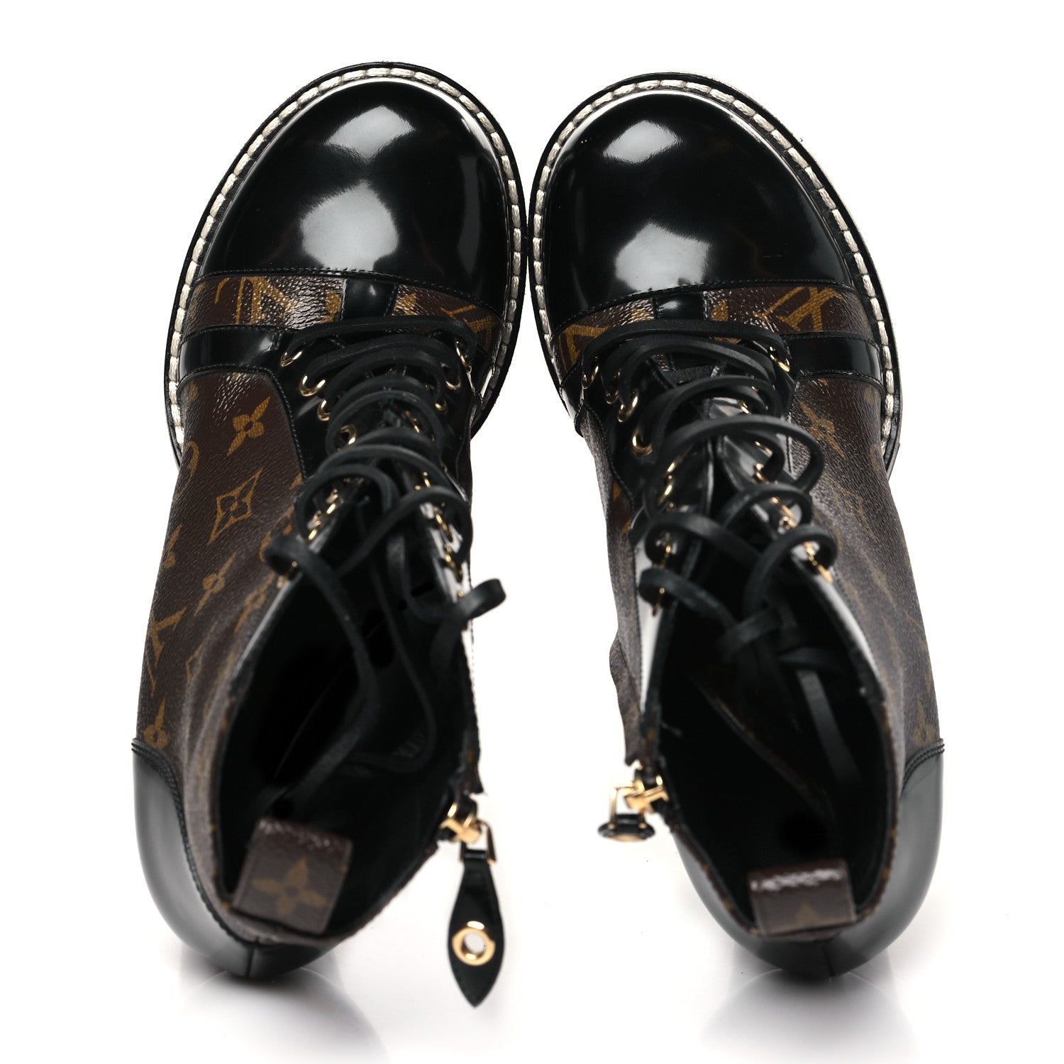 Louis Vuitton Patent Calfskin Monogram Star Trail Ankle Boots 41 Black 2 of 8
