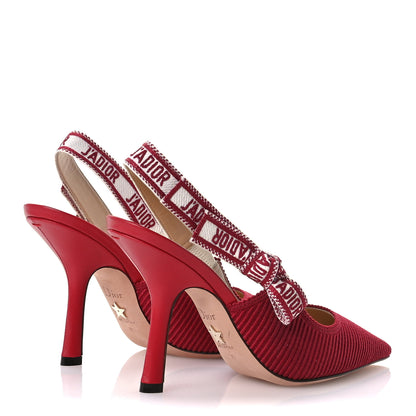 Christian Dior Technical Canvas Ribbon J Adior Slingback 100mm Pumps 36 Cherry 5 of 8