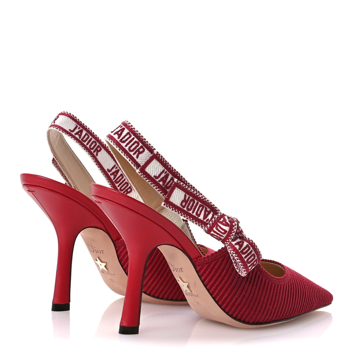 Christian Dior Technical Canvas Ribbon J Adior Slingback 100mm Pumps 36 Cherry 5 of 9