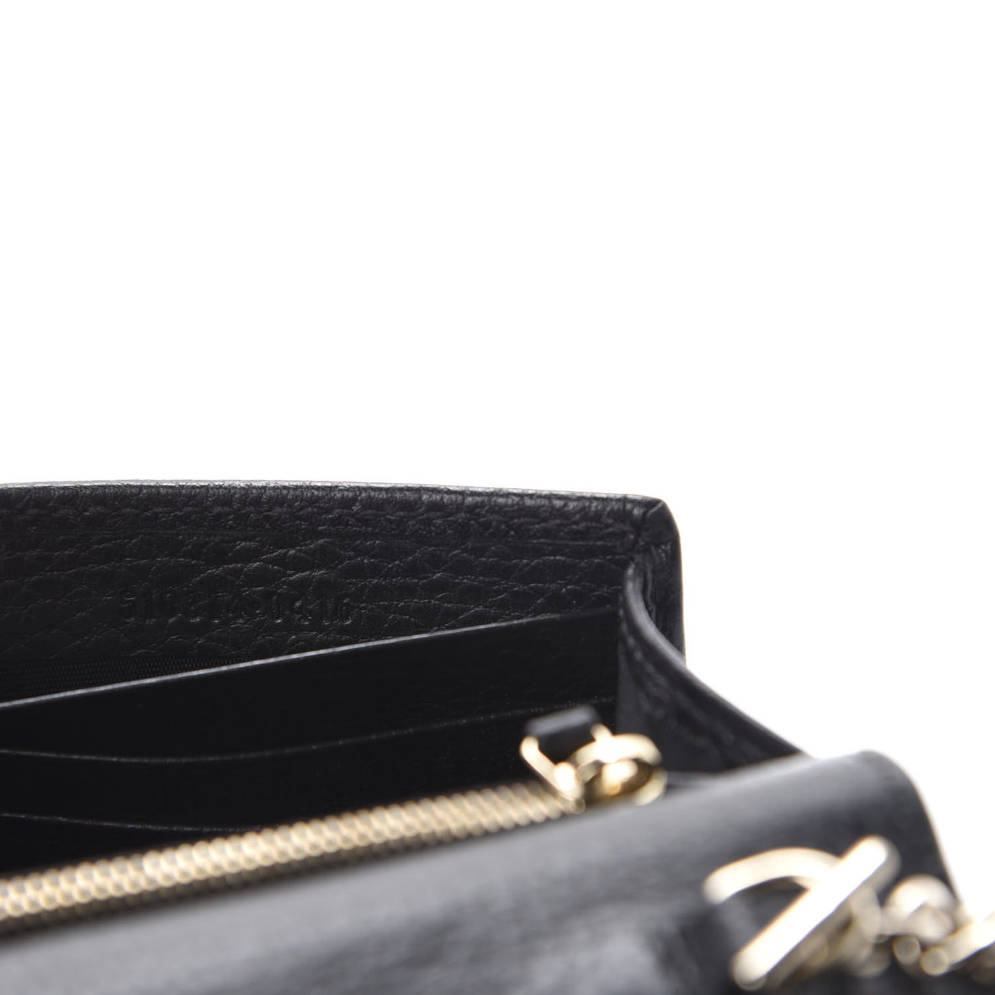 Dollar Calfskin Interlocking G Chain Wallet Black