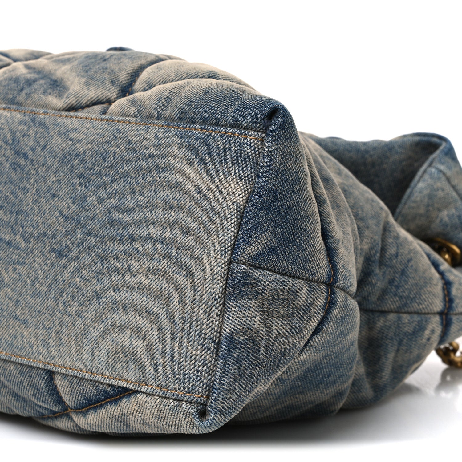 Saint Laurent Denim Quilted Medium Loulou Puffer Monogram Chain Satchel Blue Cinnamon 10 of 10