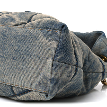 Saint Laurent Denim Quilted Medium Loulou Puffer Monogram Chain Satchel Blue Cinnamon 10 of 10