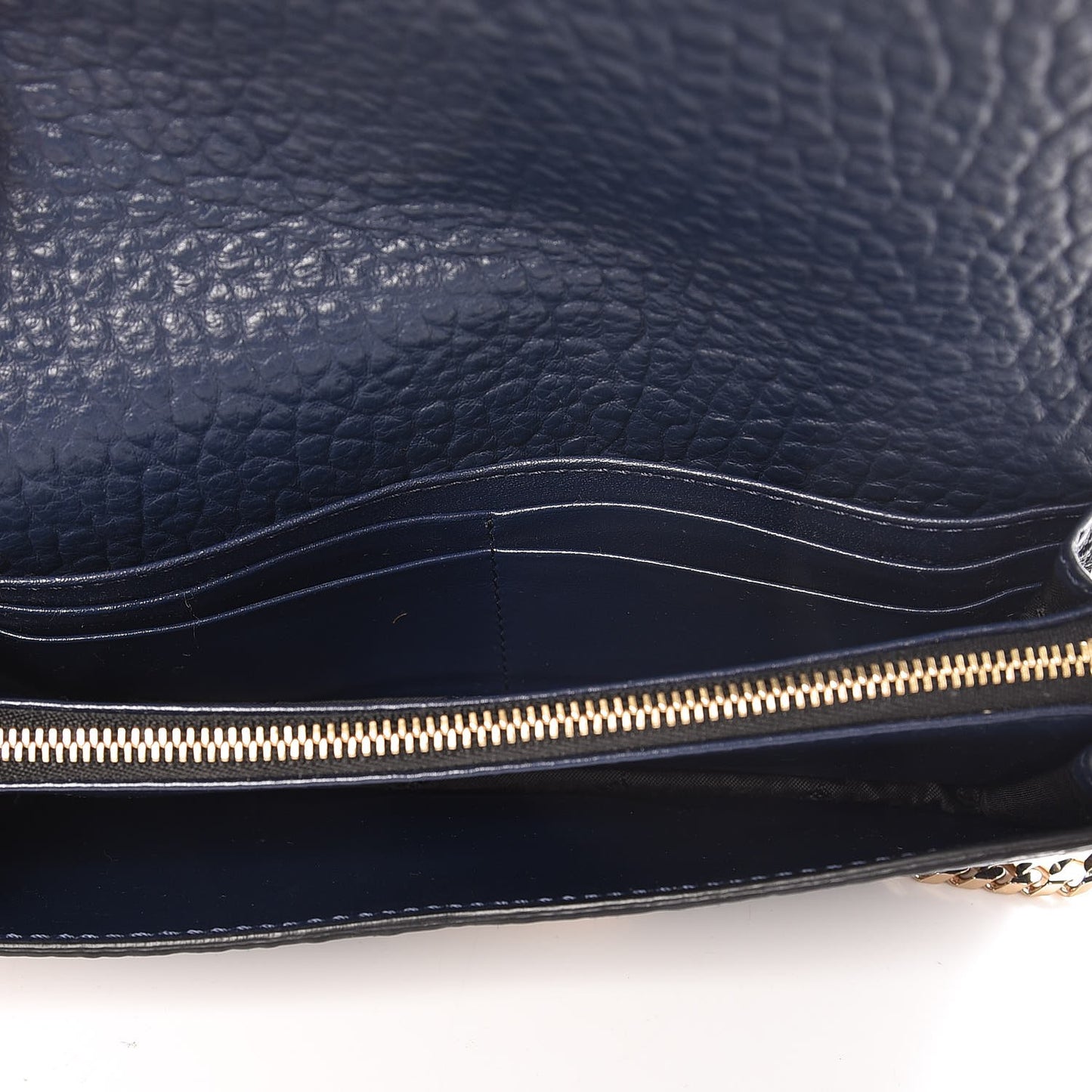 Signature Grain Small Madison Chain Clutch Blue