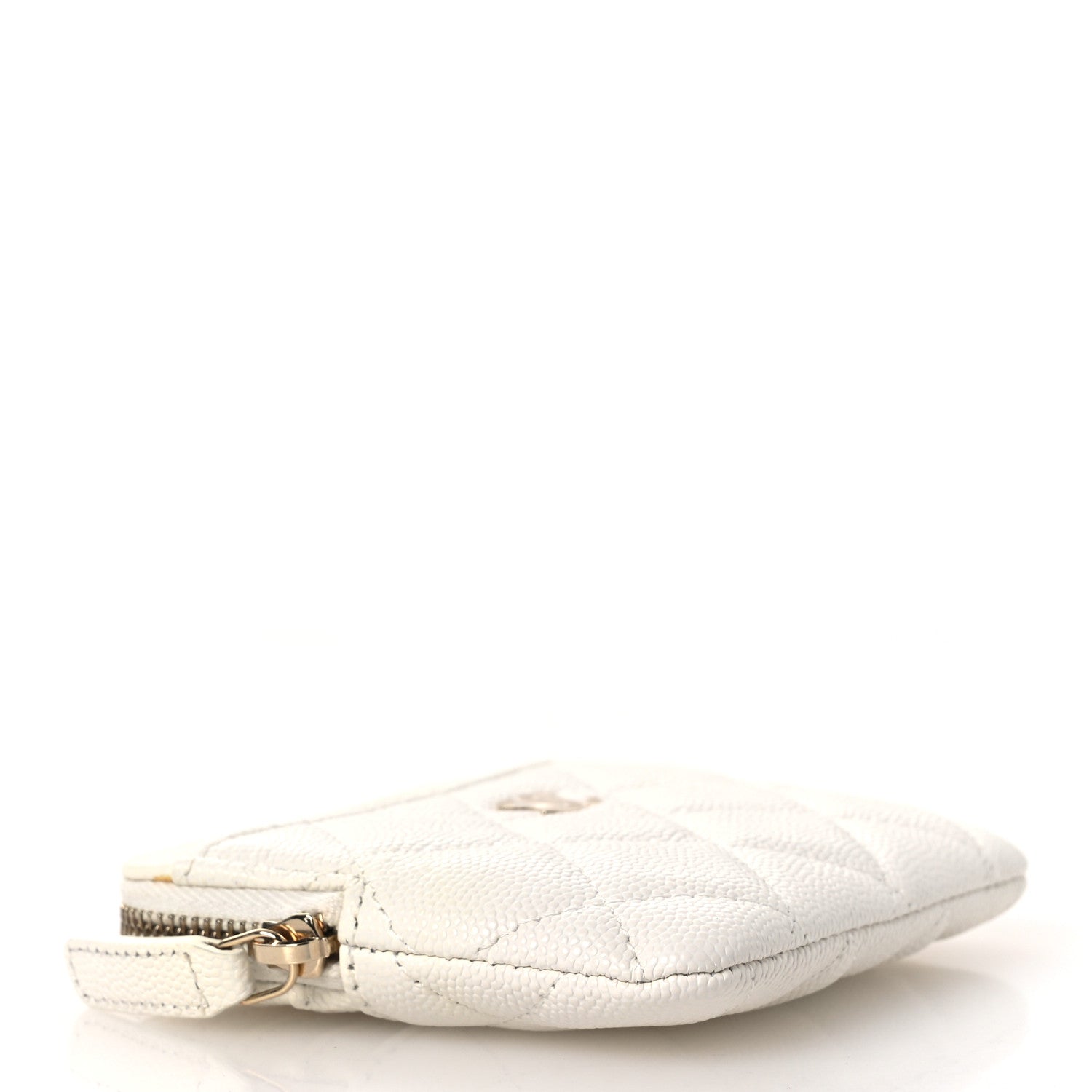 Chanel Caviar Quilted Zip Card Holder Wallet White 6 of 16