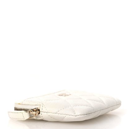 Chanel Caviar Quilted Zip Card Holder Wallet White 6 of 16