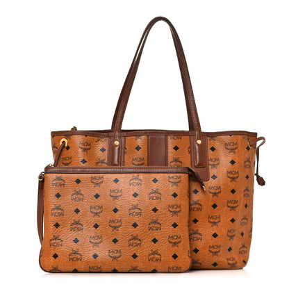 MCM Visetos Medium Liz Reversible Shopper Tote Cognac 1 of 28