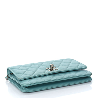 Chanel Lambskin Quilted Trendy CC Wallet On Chain WOC Light Blue 4 of 12