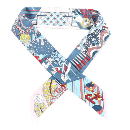 Hermes Silk De l'Ombrelle Aux Duels Twilly Bleu Moyen Rose Pale 1 of 4