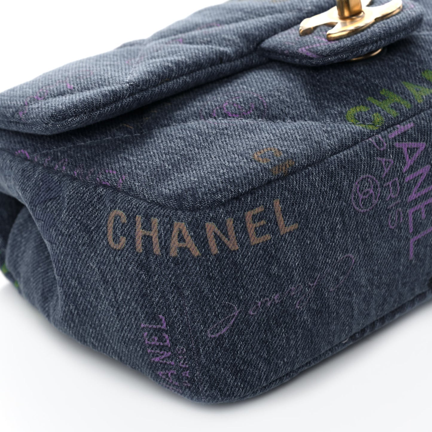 Denim Quilted Mini Denim Mood Rectangular Flap Blue Multicolor