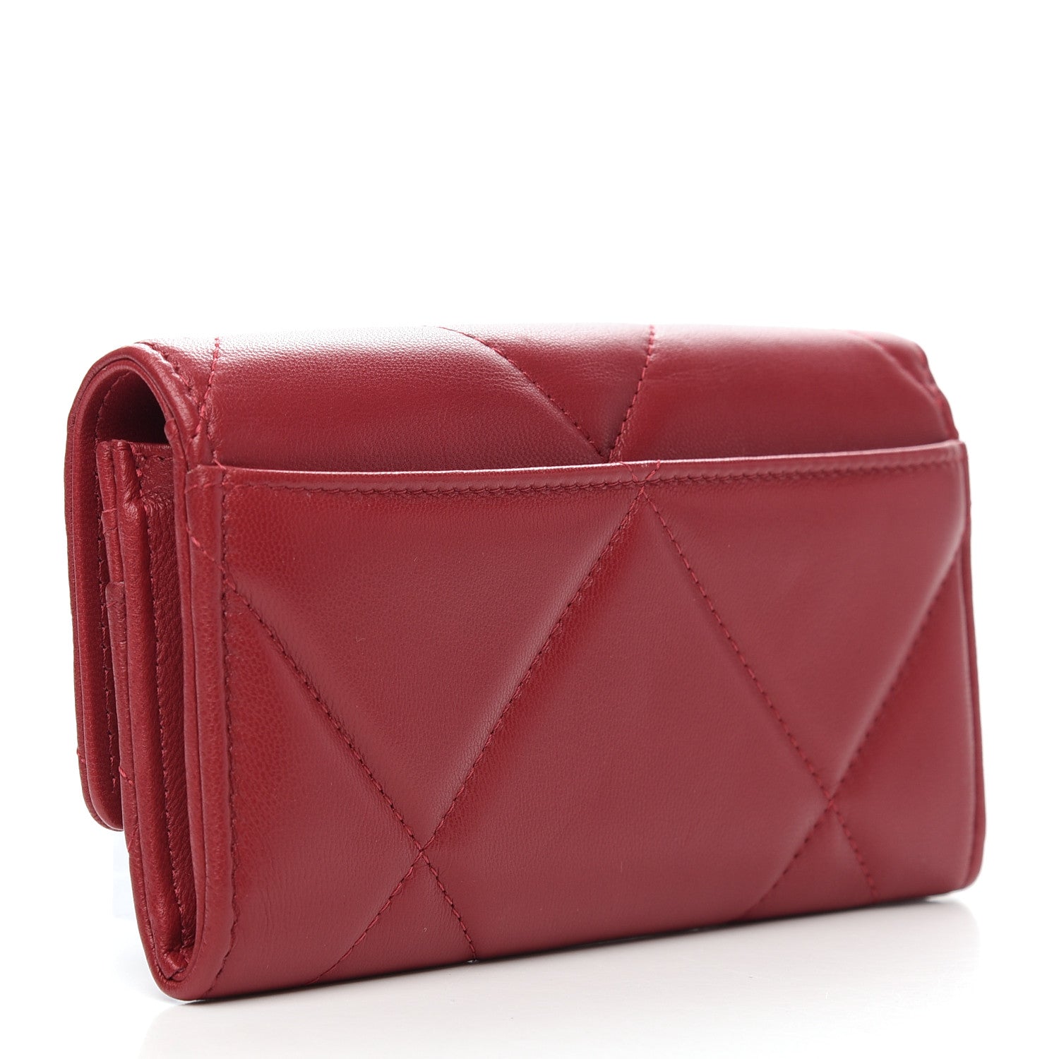 Chanel Goatskin Quilted Chanel 19 Flap Wallet Dark Pink 3 of 8