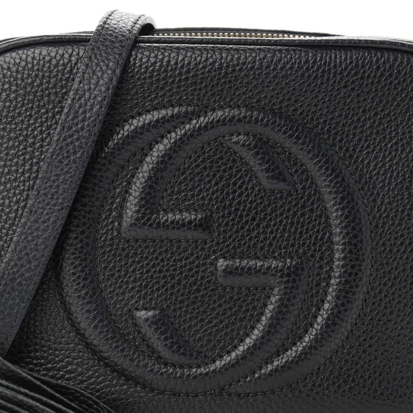 Pebbled Calfskin Small Soho Disco Bag Black