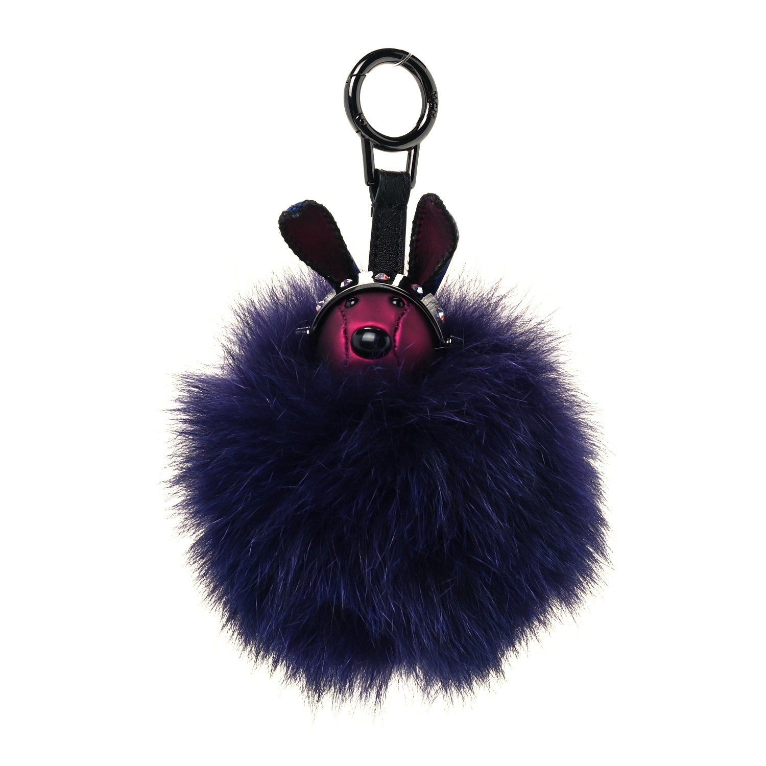 MCM Fox Fur Rabbit Punk Bag Charm Purple 1 of 6