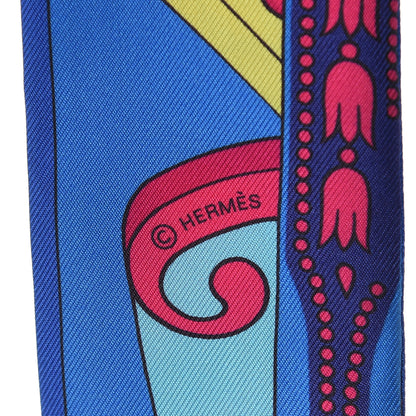 Hermes Silk Balade En Berline Twilly Rouge Fuchsia Turquoise 5 of 6