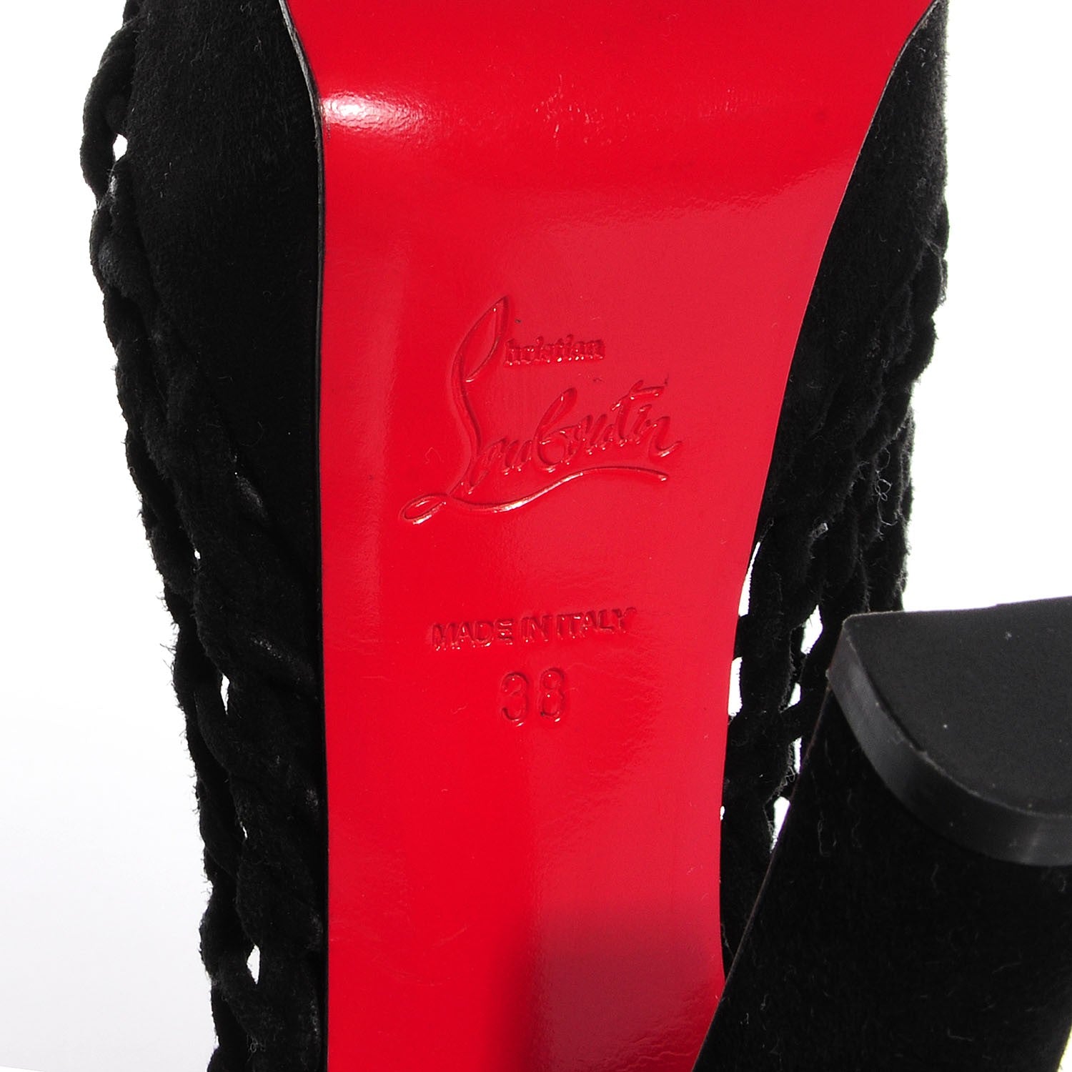 Christian Louboutin Suede Coussin 140 Cage Booties 38 Black 6 of 7