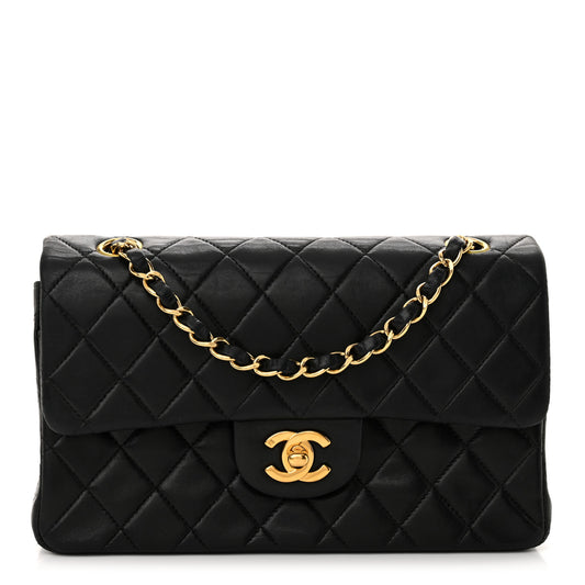 Lambskin Quilted Small Double Flap Black