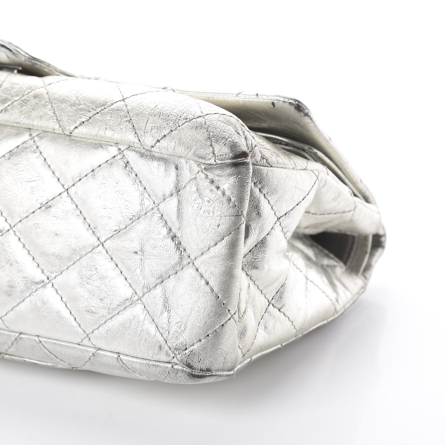 Metallic Aged Calfskin Quilted 2.55 Reissue 227 Flap Silver