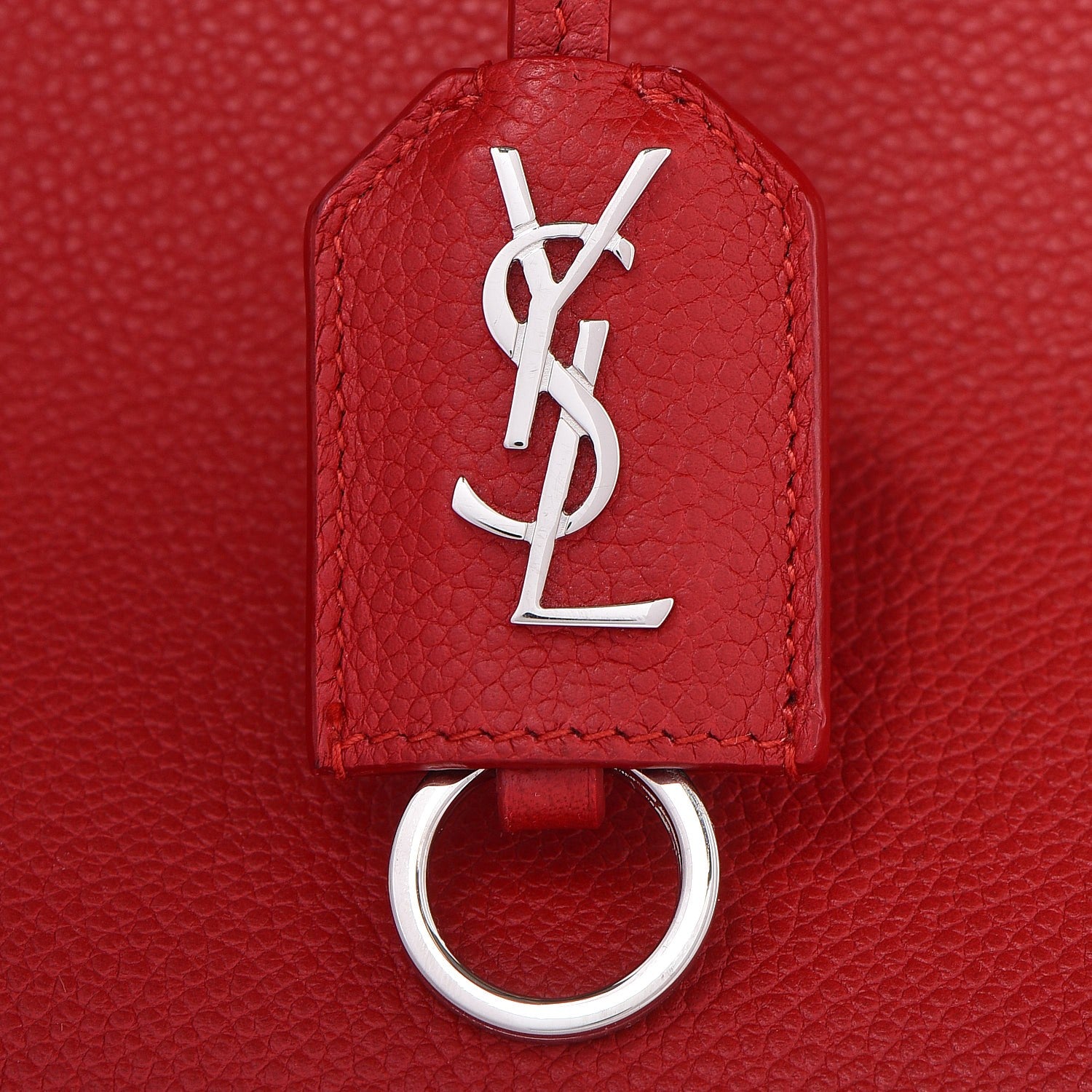 Saint Laurent Grained Calfskin Small Cabas Rive Gauche Red 18 of 22