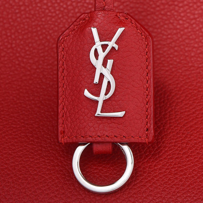 Saint Laurent Grained Calfskin Small Cabas Rive Gauche Red 18 of 22