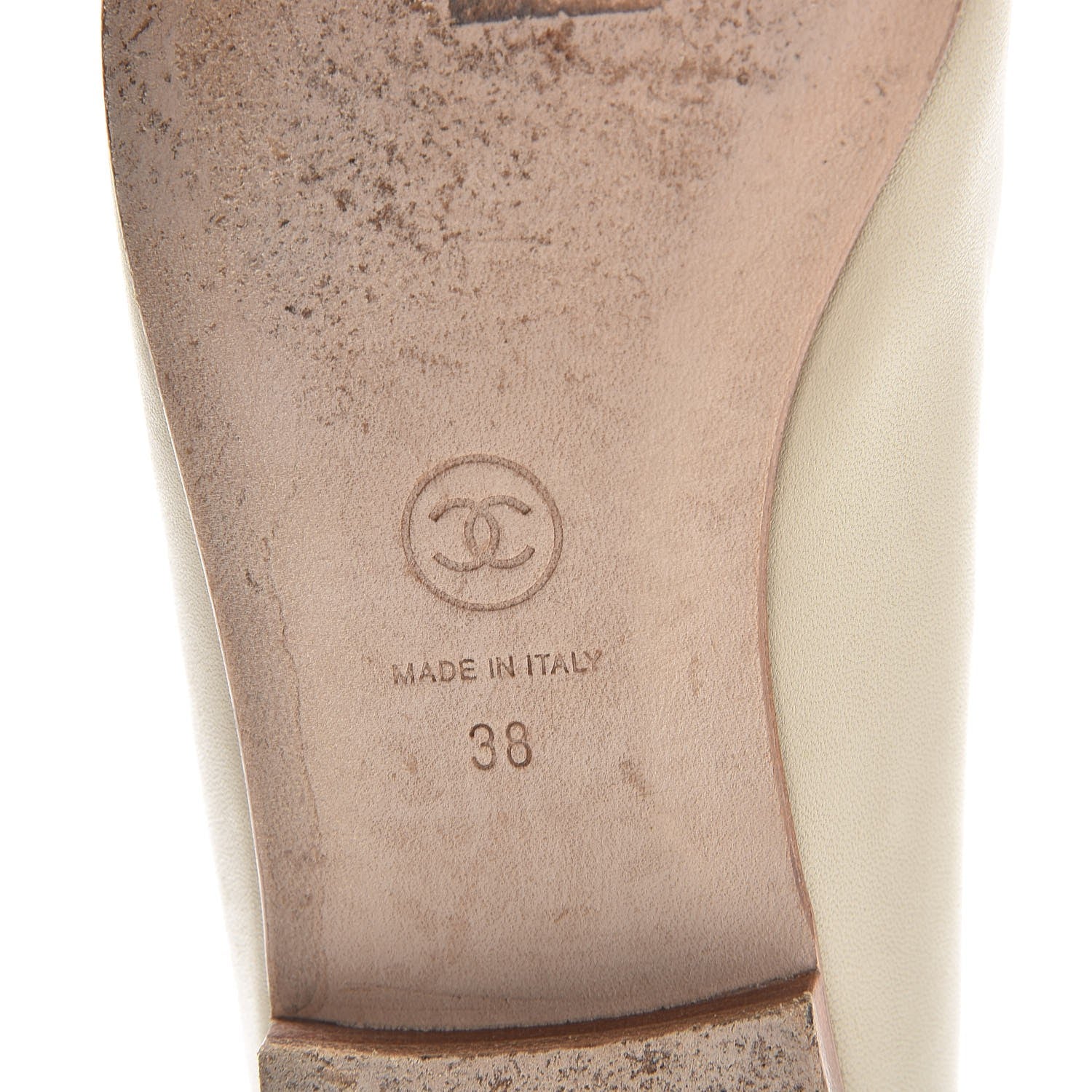 Chanel Lambskin Metallic Cap Toe Crystal CC Ballet Flats 38 Light Beige 8 of 12