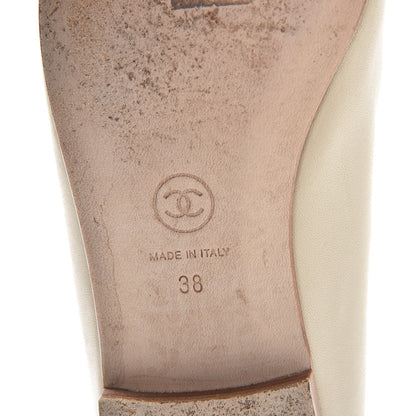 Chanel Lambskin Metallic Cap Toe Crystal CC Ballet Flats 38 Light Beige 8 of 12
