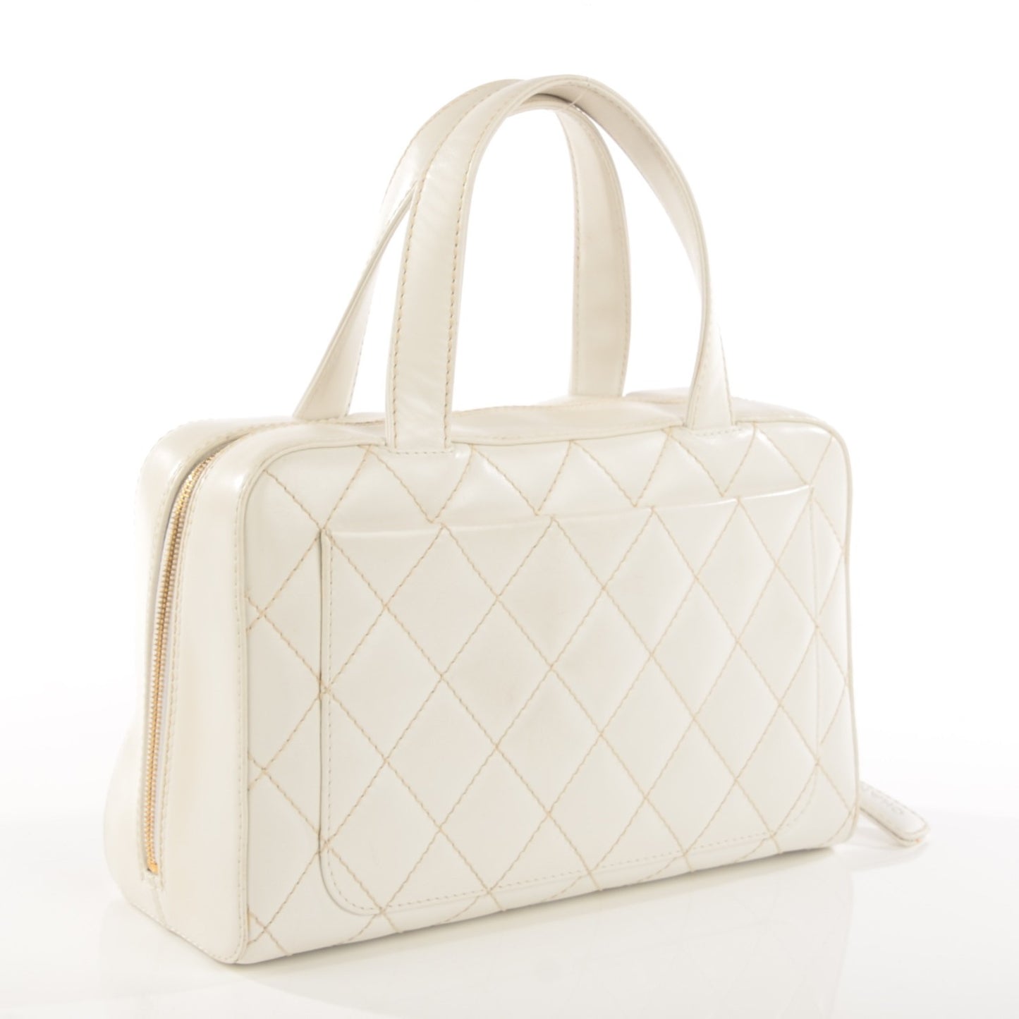 Calfskin Wild Stitch Surpique Top Handle Bag White