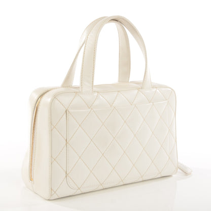 Chanel Calfskin Wild Stitch Surpique Top Handle Bag White 6 of 12