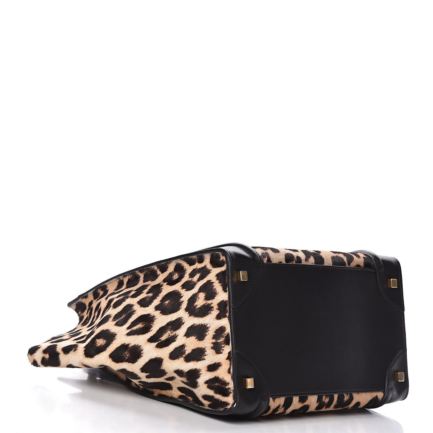 Leopard Pony Hair Mini Luggage Brown