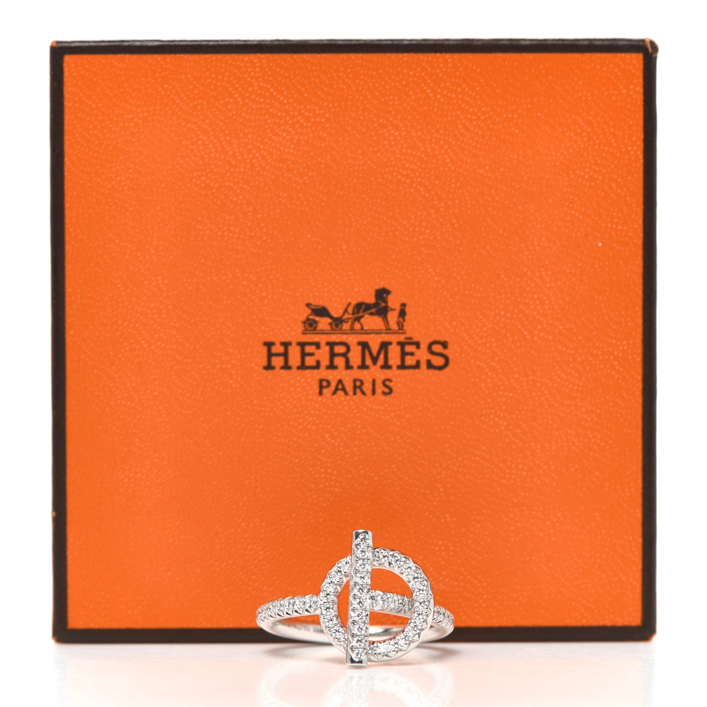 18K White Gold Pave Diamond PM Echappee Ring 52 6