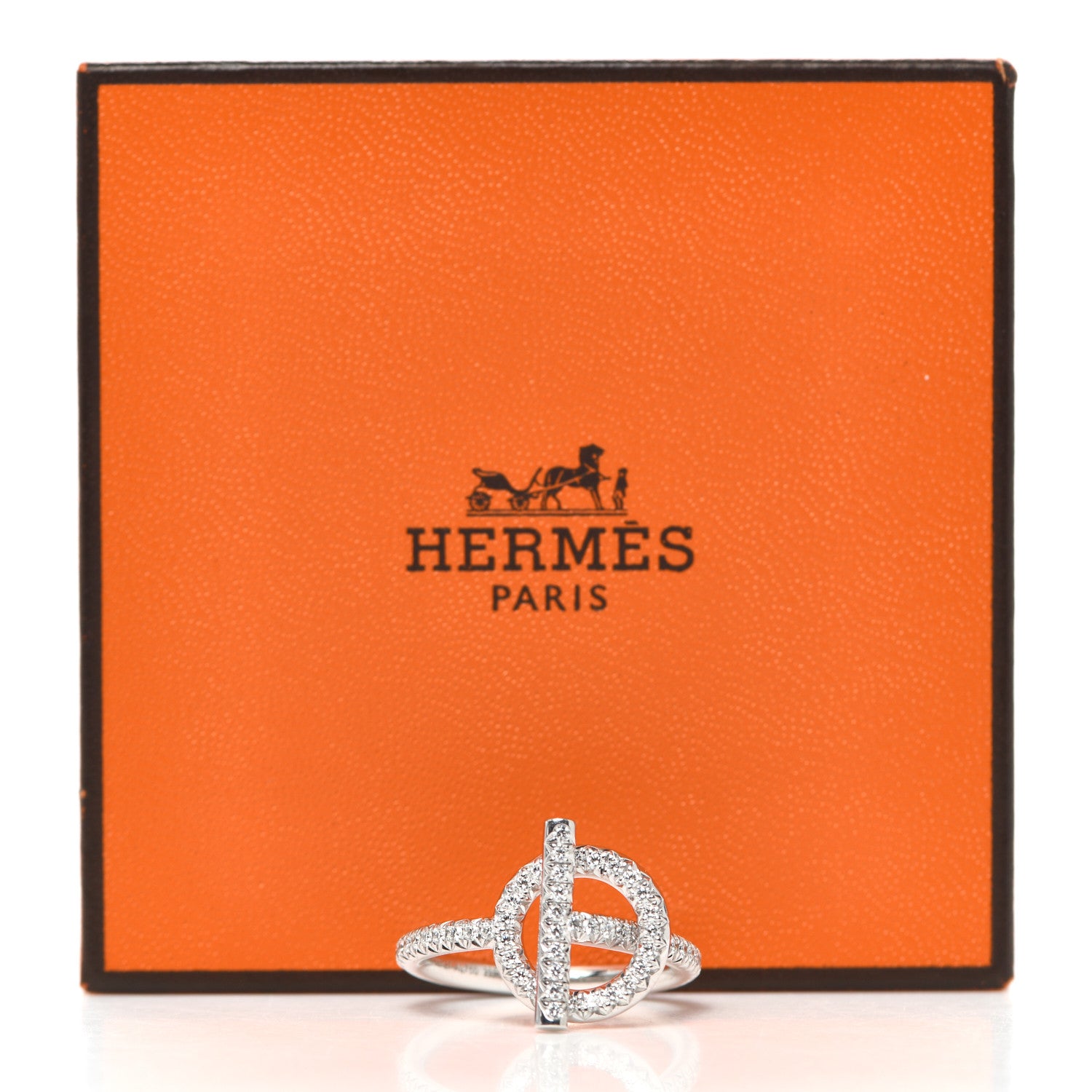 Hermes 18K White Gold Pave Diamond PM Echappee Ring 52 6 6 of 6