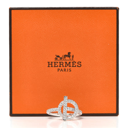 Hermes 18K White Gold Pave Diamond PM Echappee Ring 52 6 6 of 6
