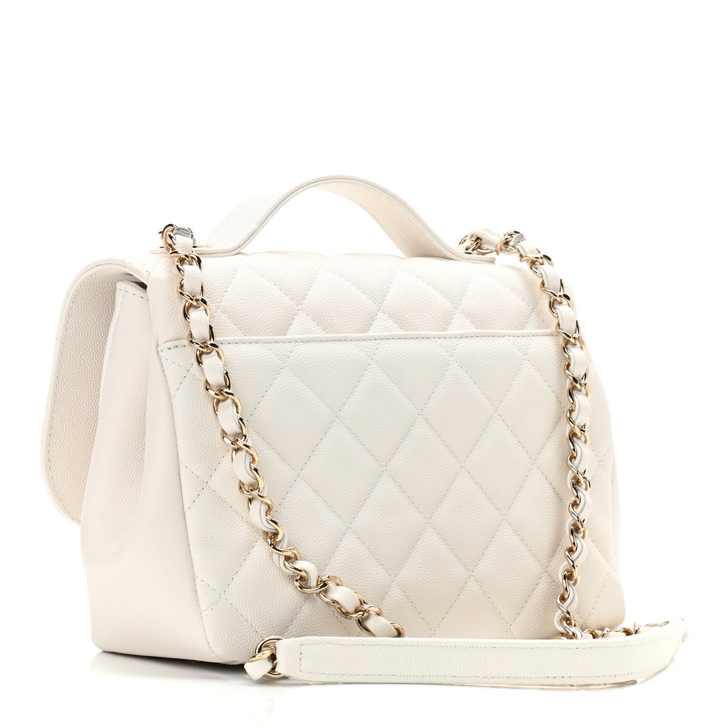 Caviar Quilted Small Business Affinity Flap White