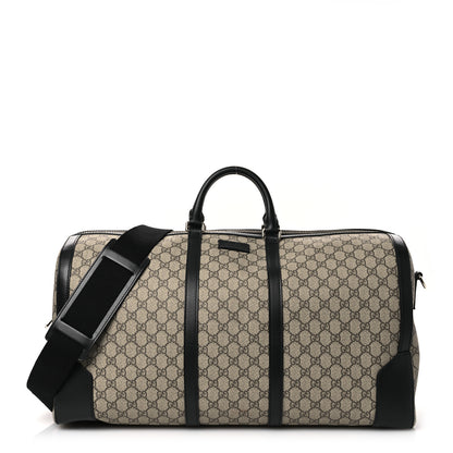Gucci GG Supreme Monogram Selleria Calfskin Large Duffle Beige Ebony Black 1 of 10