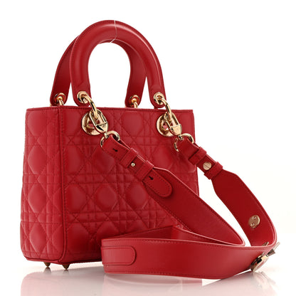 Christian Dior Lambskin Cannage Small Lucky Badges My Lady Dior Red 3 of 16