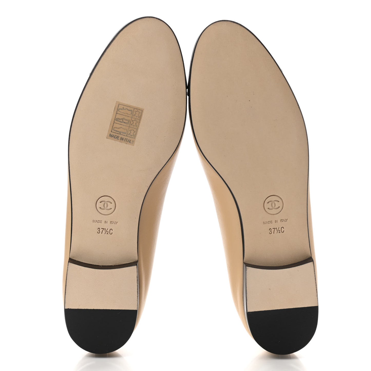 Lambskin Cap Toe CC Ballerina Flats 37.5 Beige Black