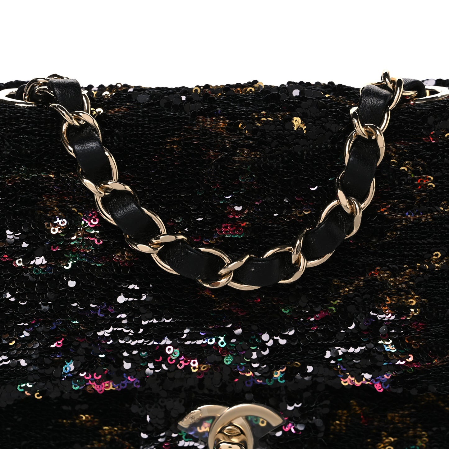 Sequin CC Small Single Flap Black Multicolor