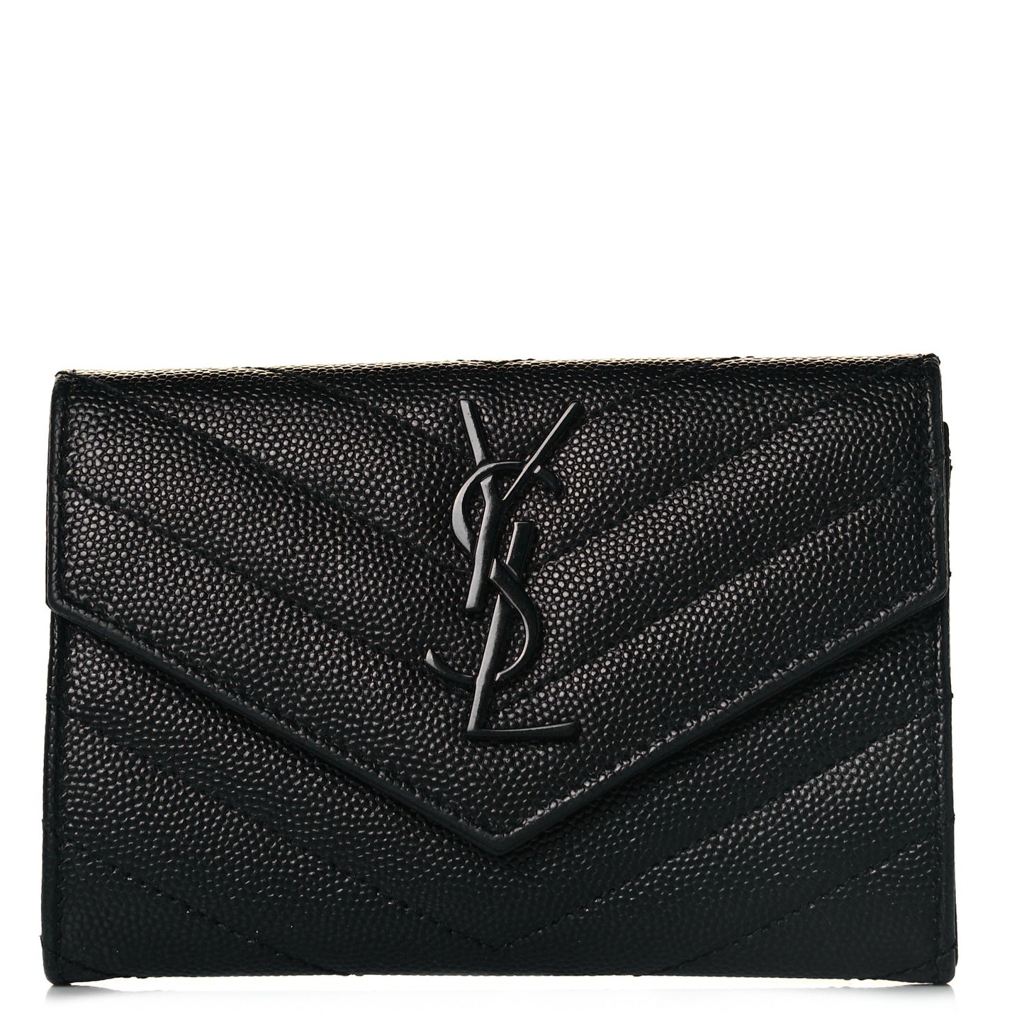 Grain De Poudre Matelasse Chevron Small Monochrome Monogram Envelope Wallet Black