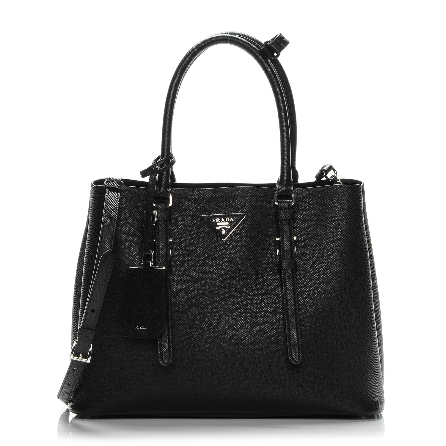 Prada Saffiano Cuir Double Handle Tote Black 1 of 6
