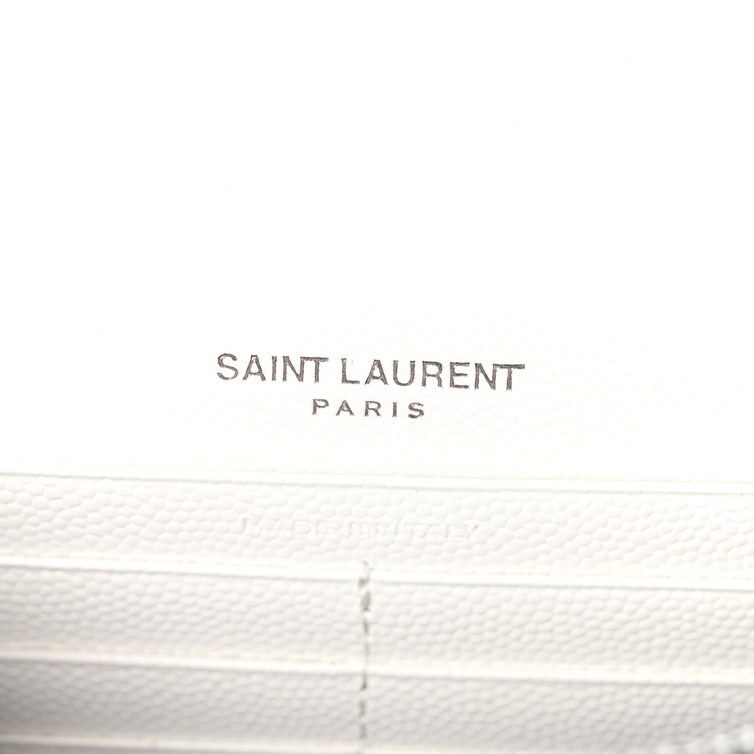 Saint Laurent Grain De Poudre Matelasse Chevron Monogram Envelope Chain Wallet  White Black 6 of 10