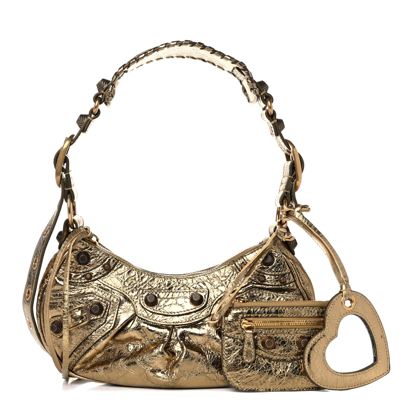 Metallic Agneau Arena Le Cagole Shoulder Bag XS Gold