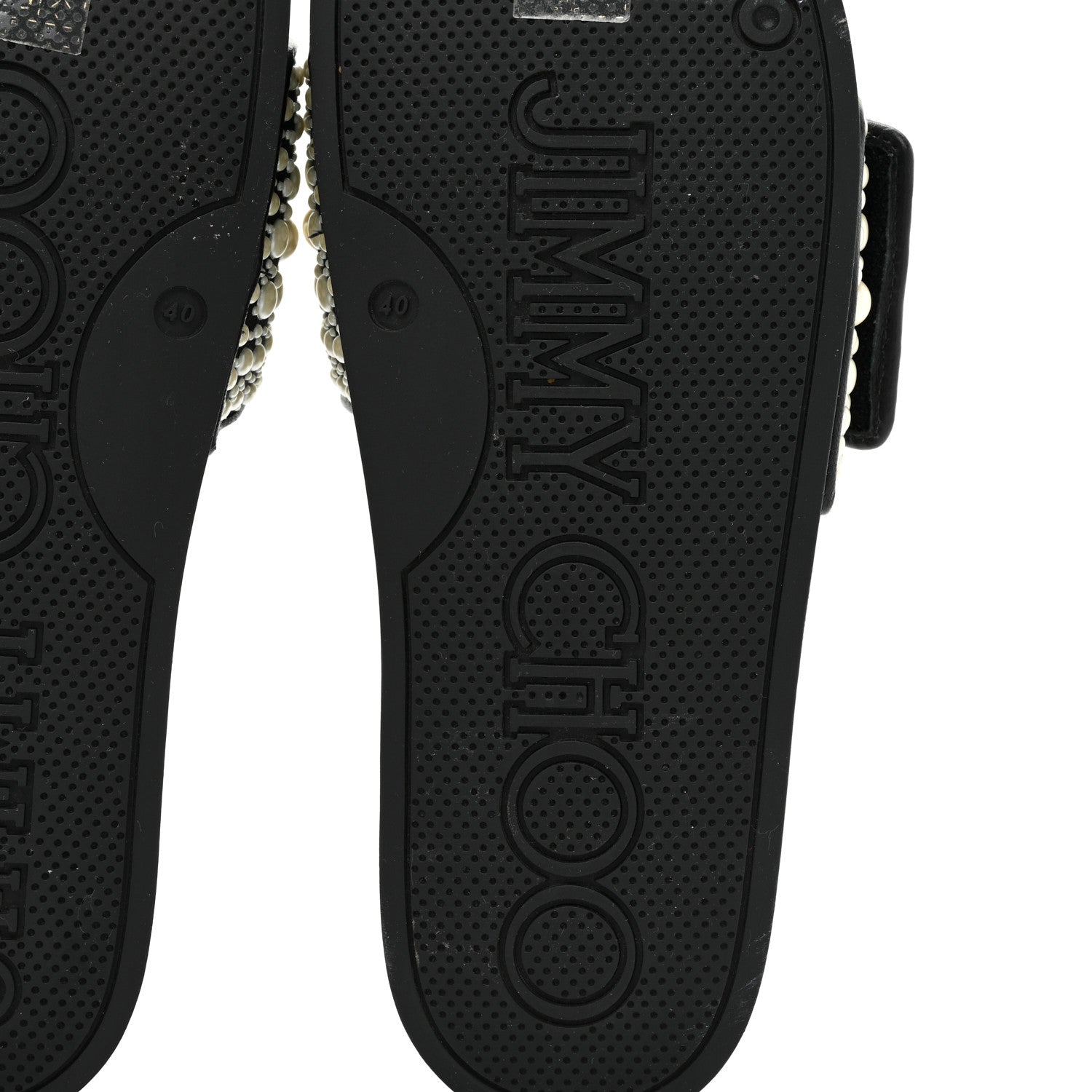 Jimmy Choo Canvas Pearl Embellished Fitz Slide Sandals 40 Black 6 of 7
