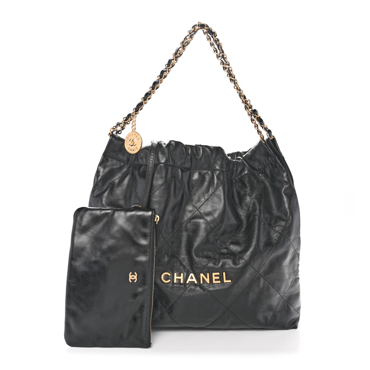 Chanel Shiny Calfskin Quilted Chanel 22 Black 3 of 12