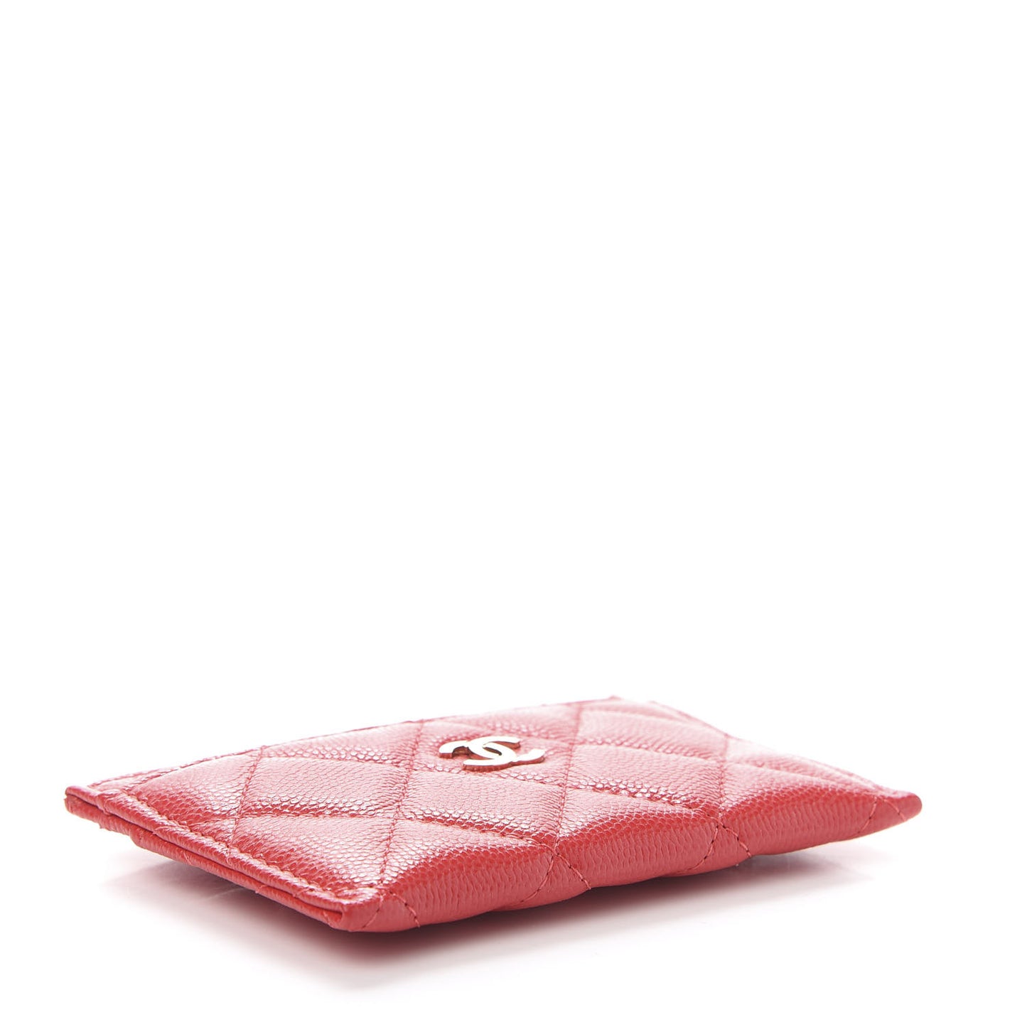 Caviar Quilted Card Holder Red