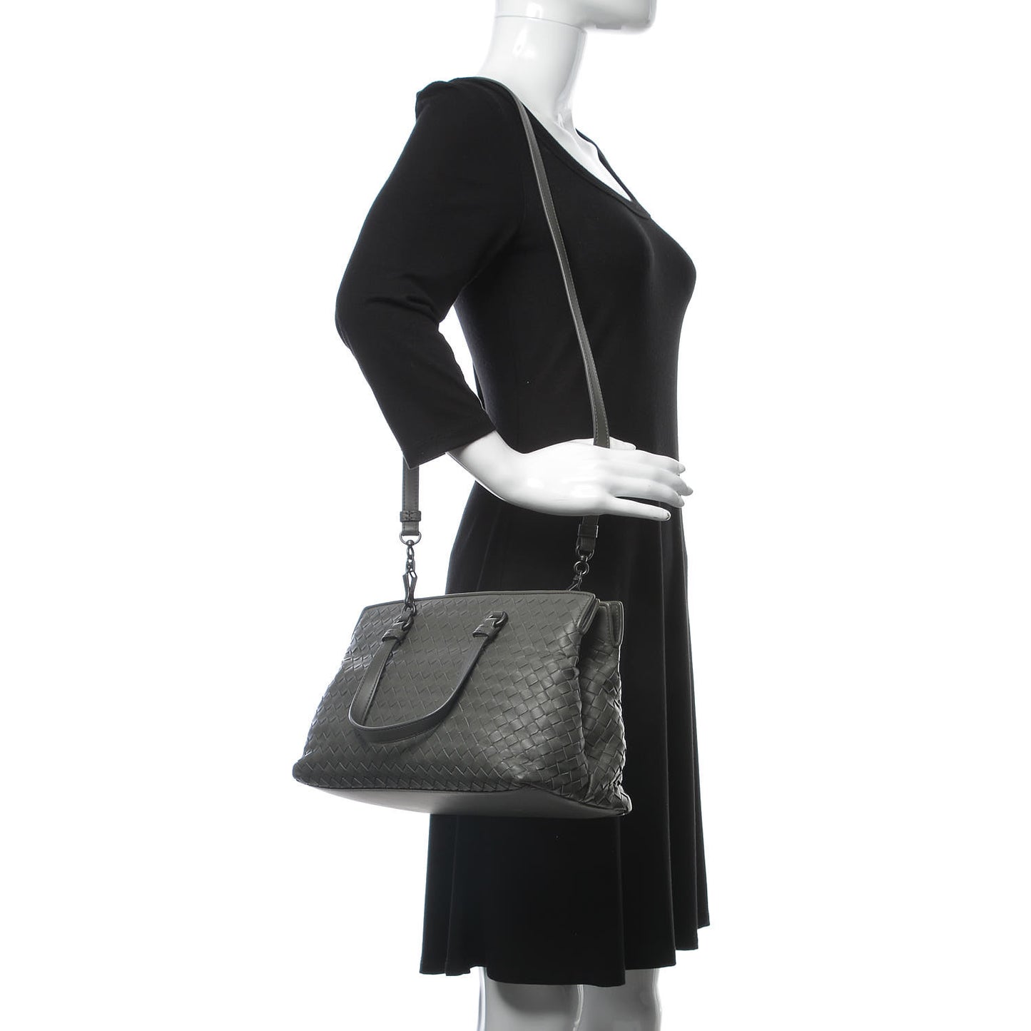 Nappa Intrecciato Medium Top Handle Tote Grey